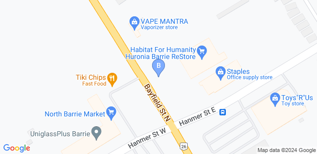 Map to Barrie Brazilian Jiu Jitsu 